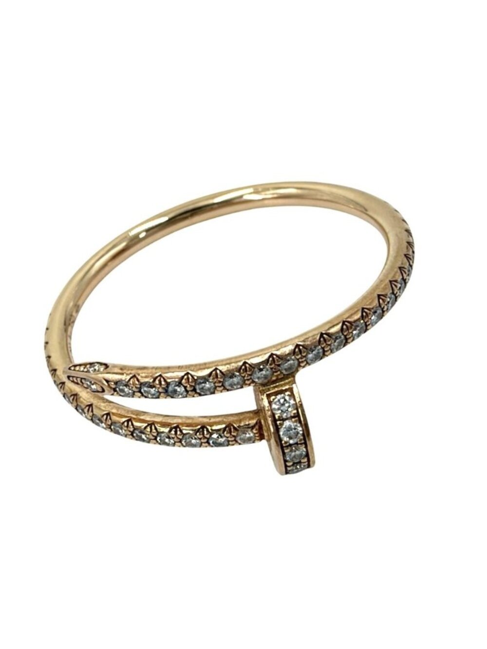 Cartier Ring Juste un Clou Semi Pave Nails 61 18K Pink Gold Diamond